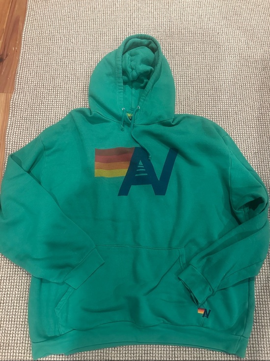 Aviator Nation Tops - Aviator Nation green Hooded Sweatshirt with Rainbow Stripe Logo
